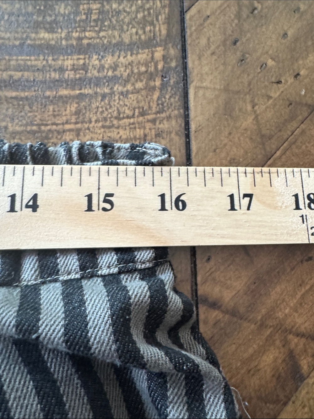 NWT Blue Velvet Striped Patchwork Pants in Black and Gray - Picture 9 of 14